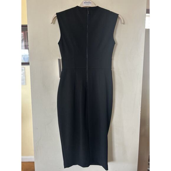 NWT Calvin Klein Bodycon Sheath Dress Black Stretch Draped Size 2 Retail $134 - Picture 8 of 9